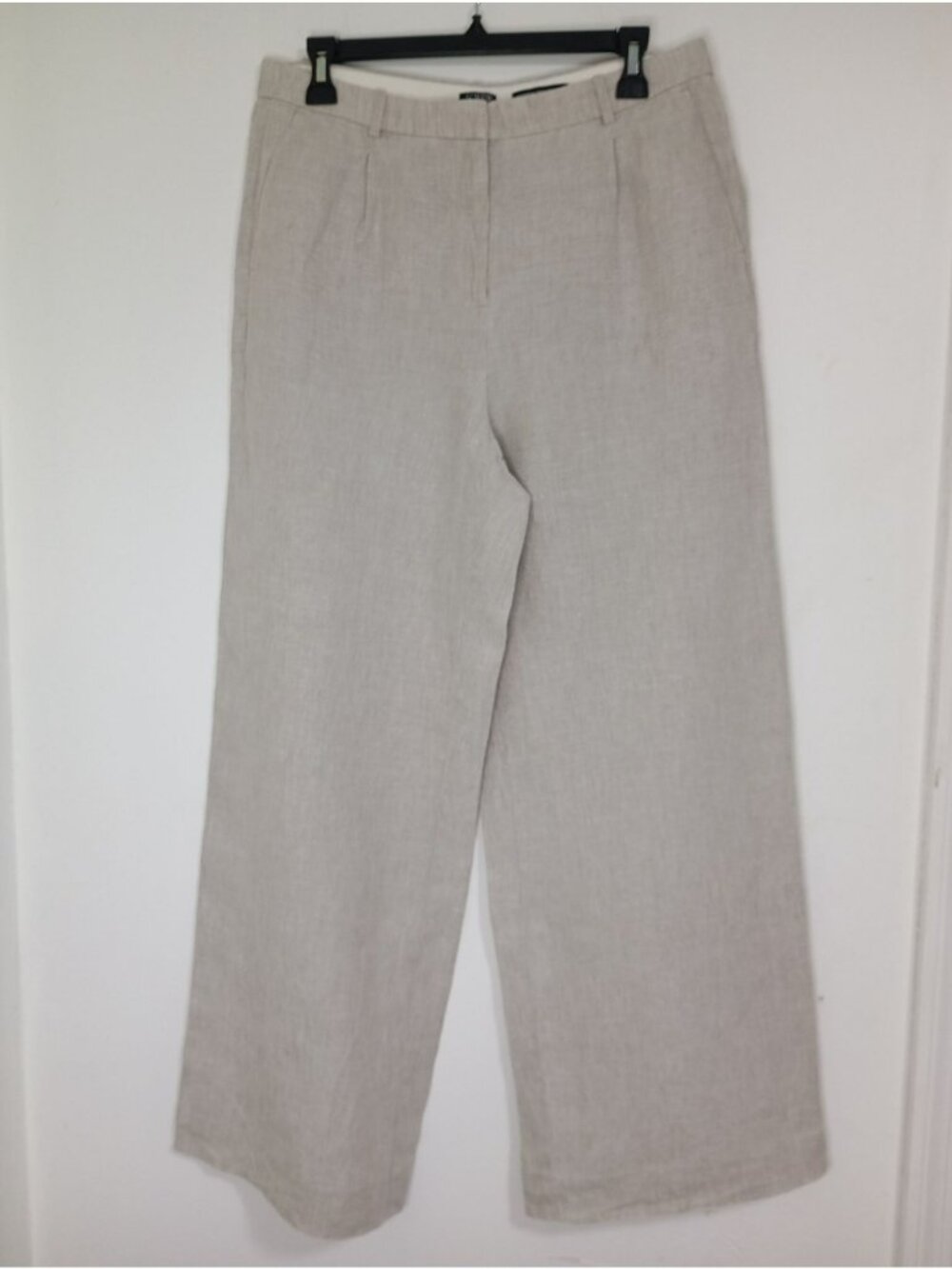 J.Crew Essential Wide Leg Linen Pants Beige Sz 10 Lightweight Tailored Trousers - Picture 2 of 14